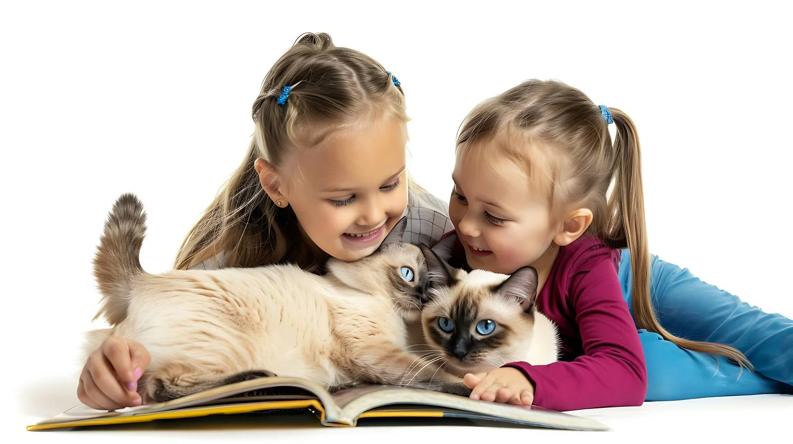 Joyful Girl Petting Burmese Cat — free download from Dotvec