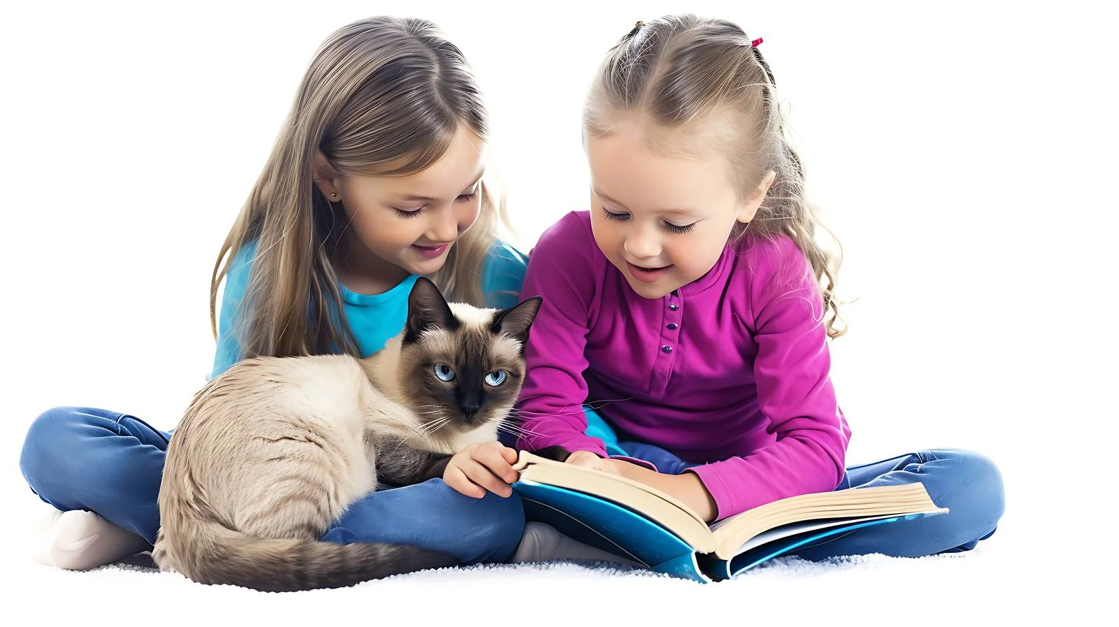 Joyful Girl with Burmese Cat — free download from Dotvec