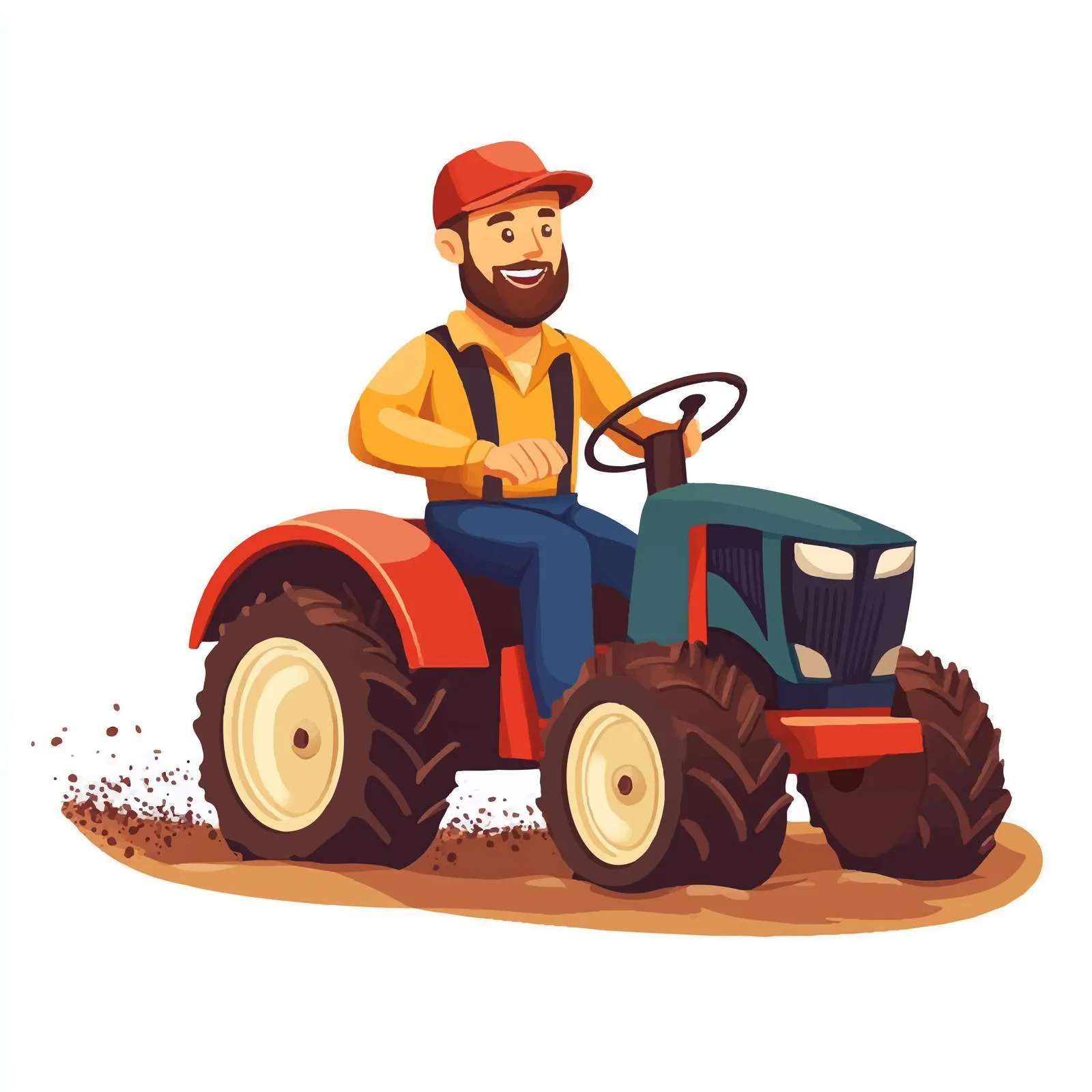 Smiling Male Farmer Working on Tractor Illustration — free download from Dotvec