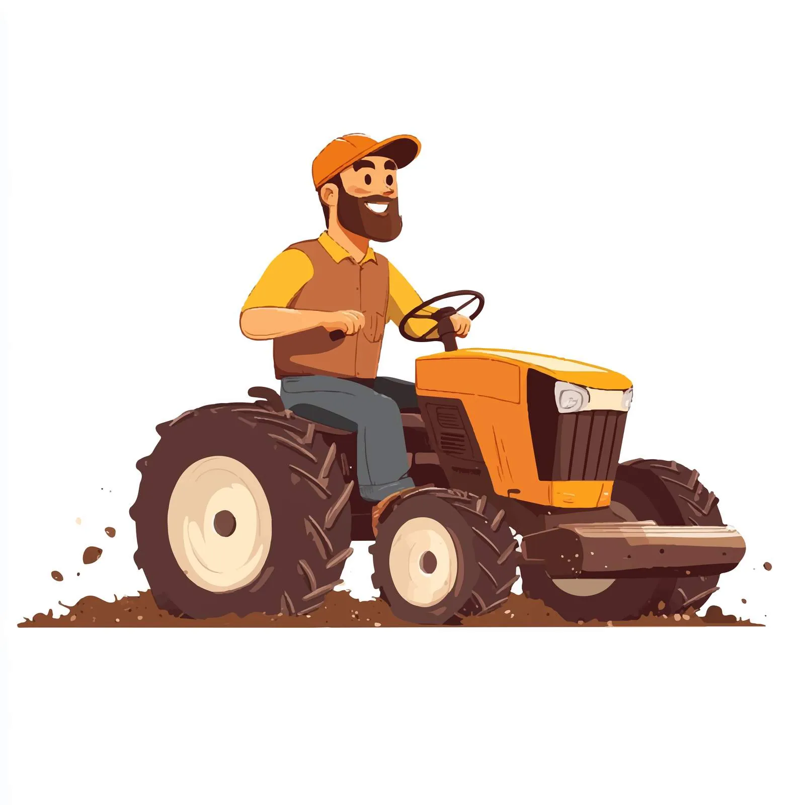 Smiling Male Farmer Working on Tractor Vector Art — free download from Dotvec