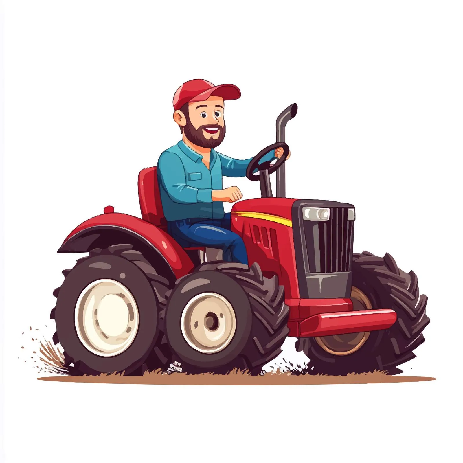 Smiling Male Farmer Working on Tractor Vector — free download from Dotvec