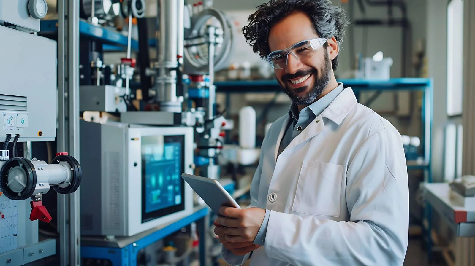 Joyful Scientist with Digital Tablet — free download from Dotvec