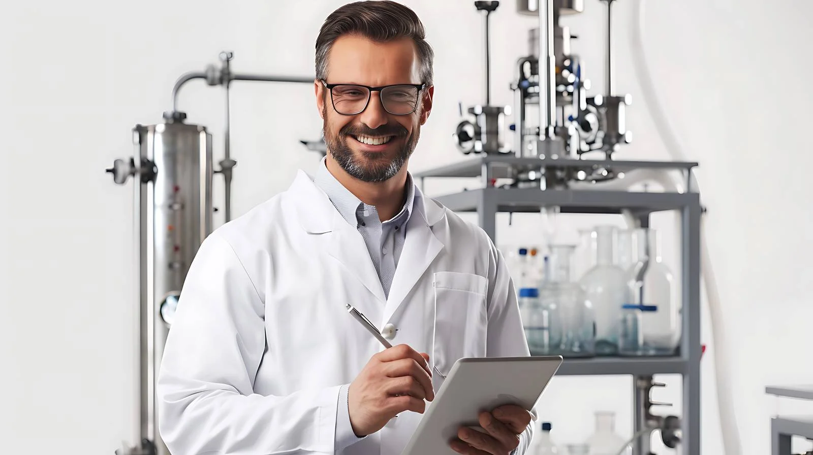 Scientist with Digital Tablet Examining — free download from Dotvec