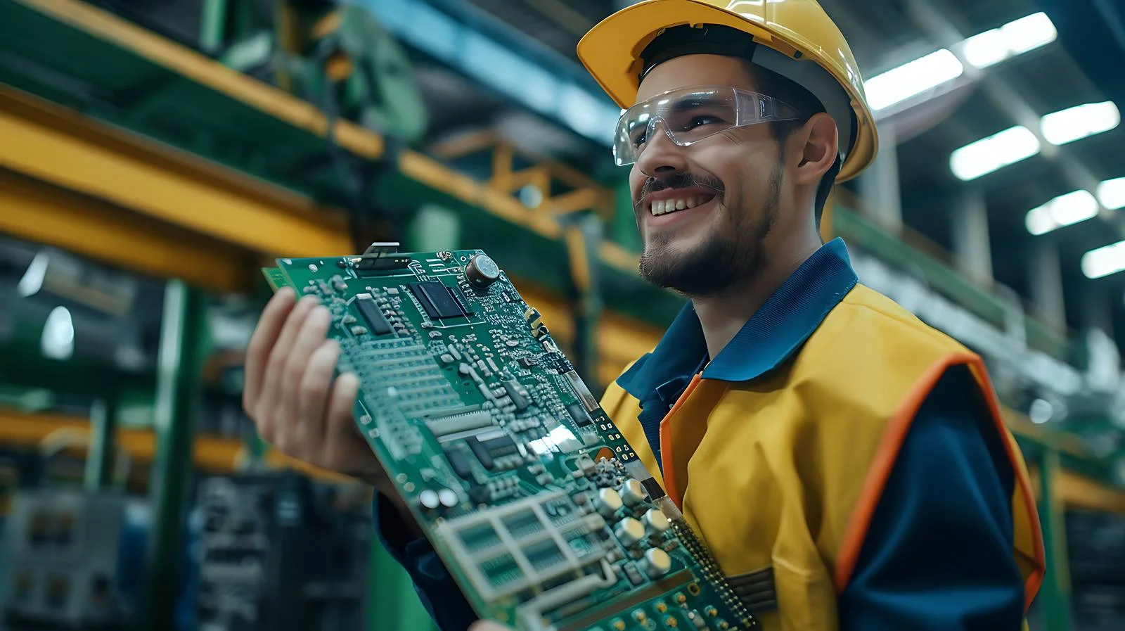 Happy Technician with Circuit Board — free download from Dotvec