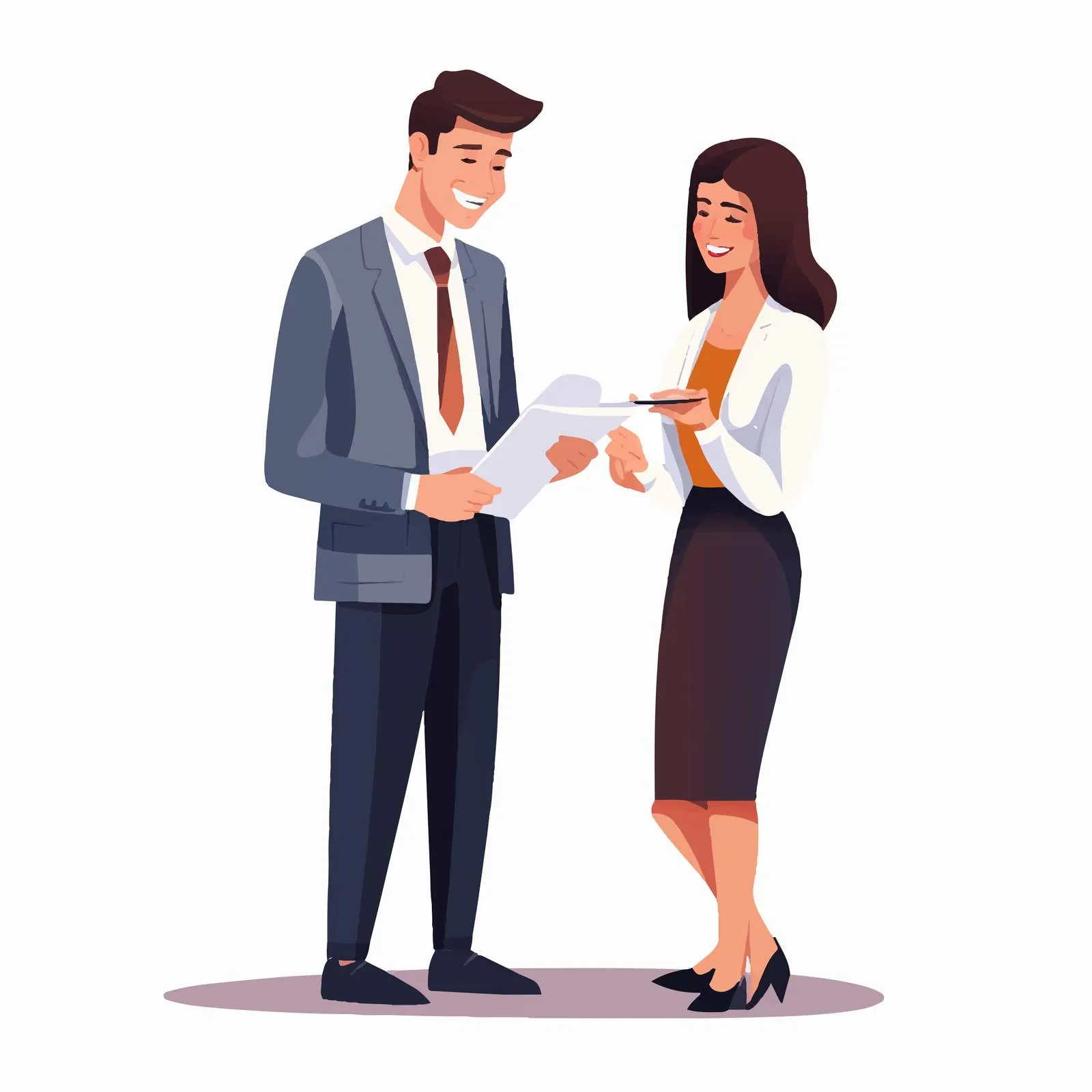 Office Workers Exchanging Notepad in Workplace — free download from Dotvec