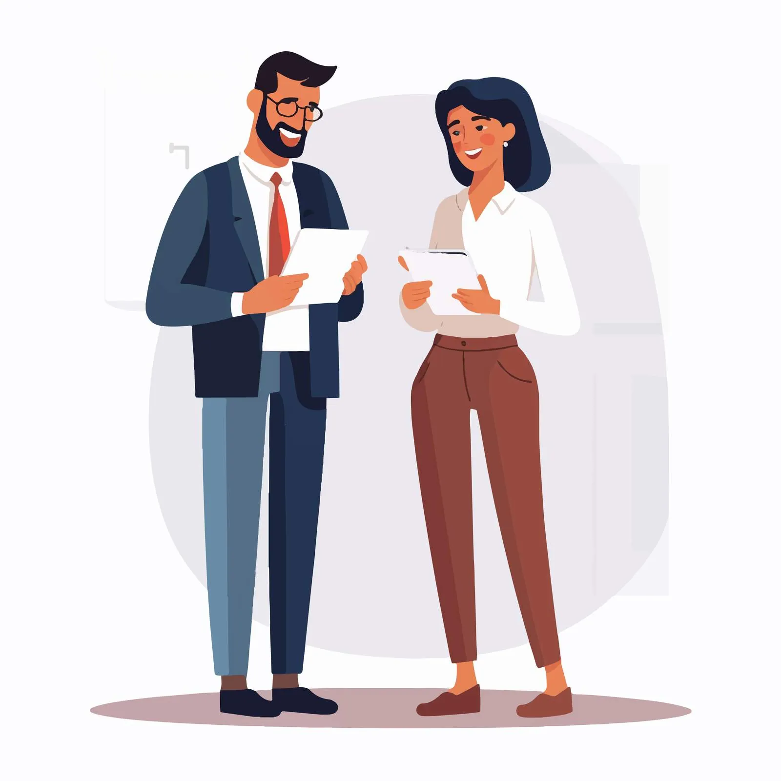 Office Workers Collaborating with Notepad — free download from Dotvec