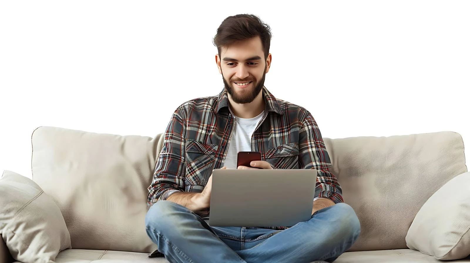 Businessman with Smartphone at Workplace — free download from Dotvec