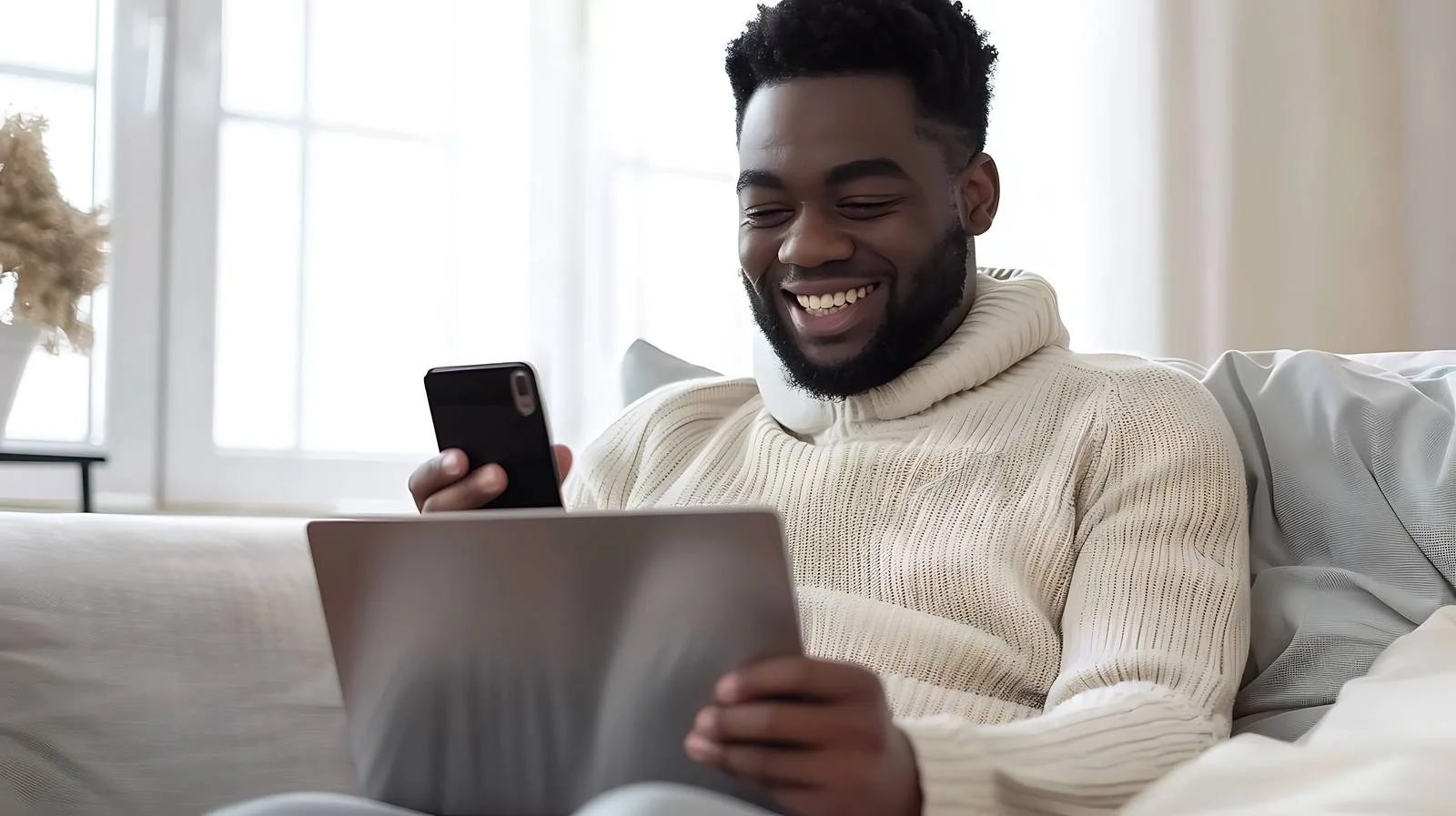 Man Using Smartphone Outdoors — free download from Dotvec