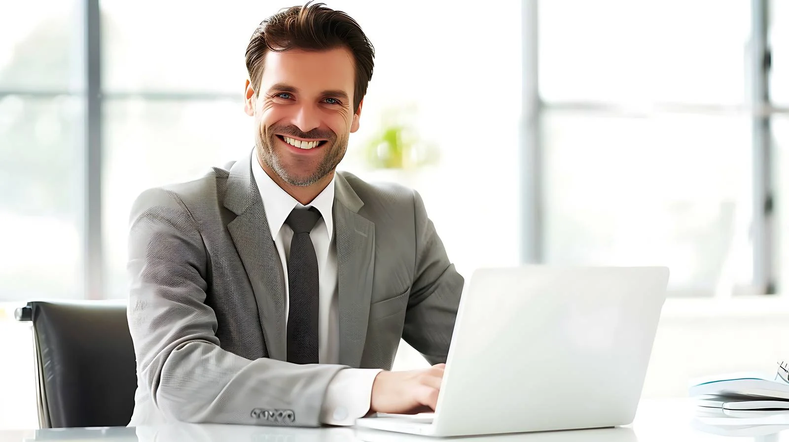 Businessman Using Laptop in Office — free download from Dotvec