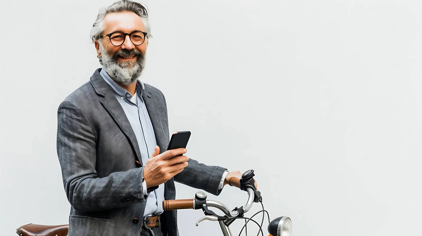 Businessman with Bicycle Using Cell Phone — free download from Dotvec