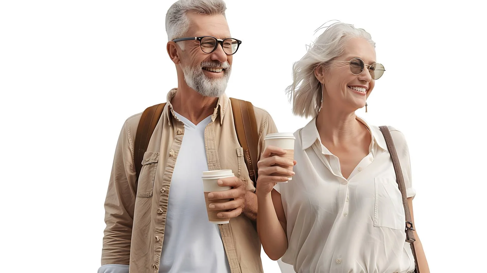 Eco-Friendly Couple Enjoying Stroll with Bamboo Cups — free download from Dotvec