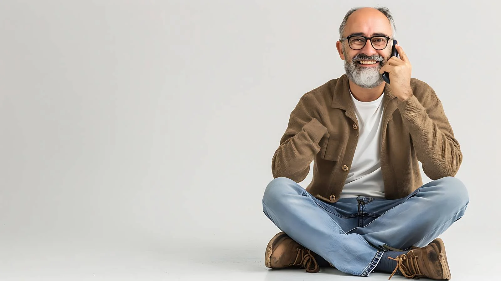 Joyful Mature Man Home Conversation — free download from Dotvec