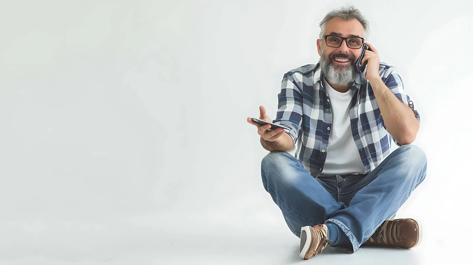 Happy Mature Man Talking at Home — free download from Dotvec