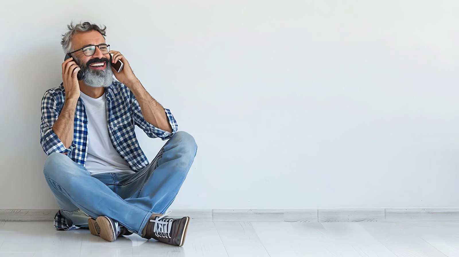 Content Senior Man Enjoying Conversation At Home — free download from Dotvec