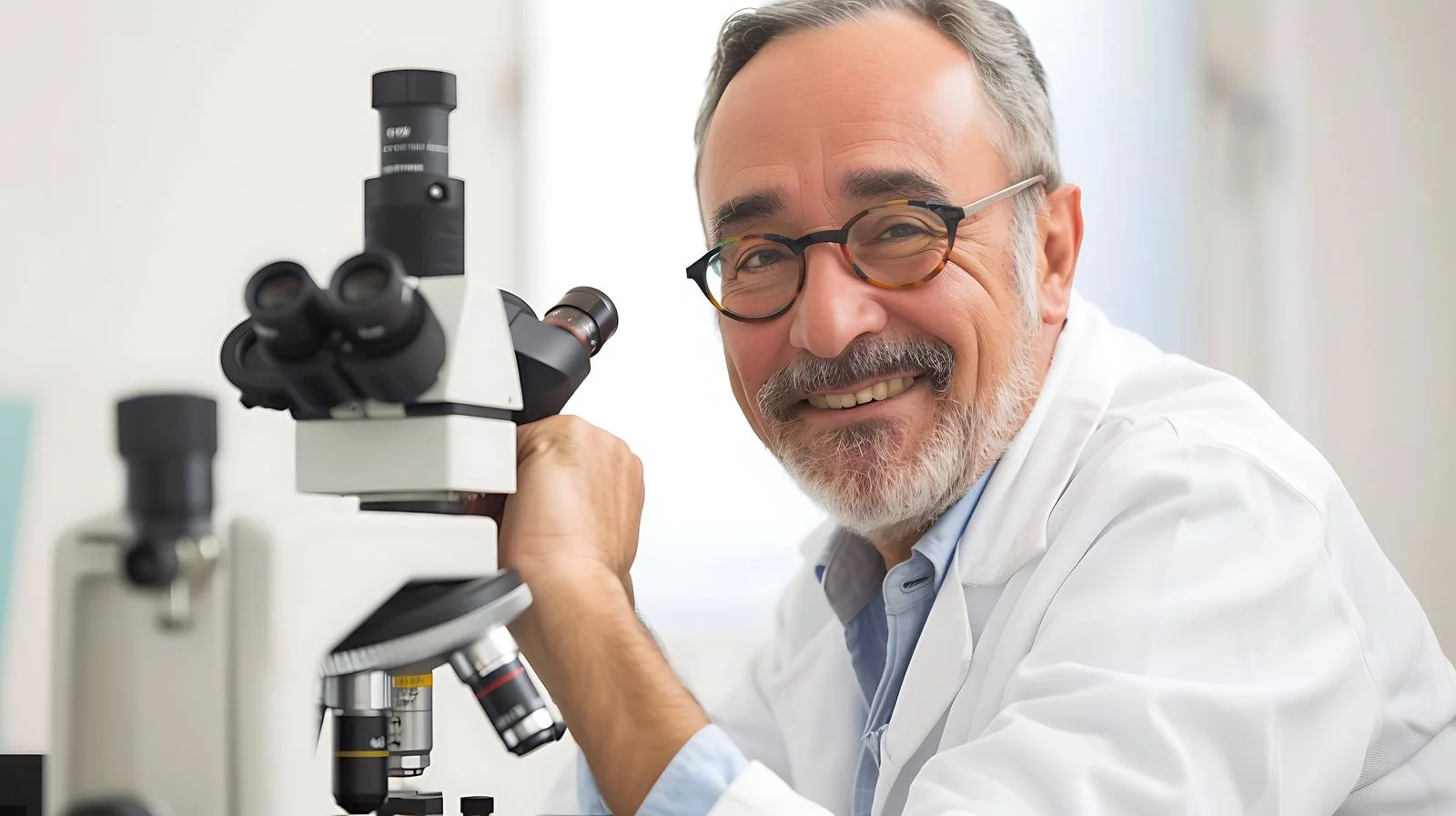 Smiling Man Examining Equipment — free download from Dotvec