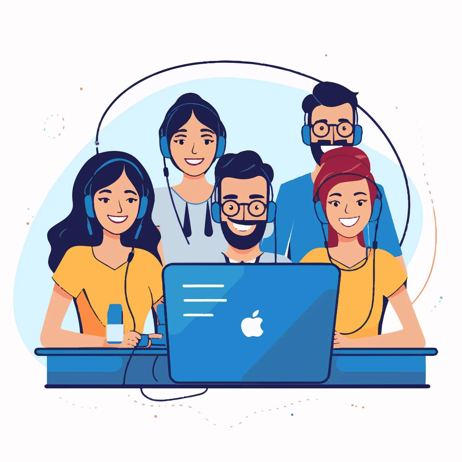 Happy People with Headphones and Microphones — free download from Dotvec