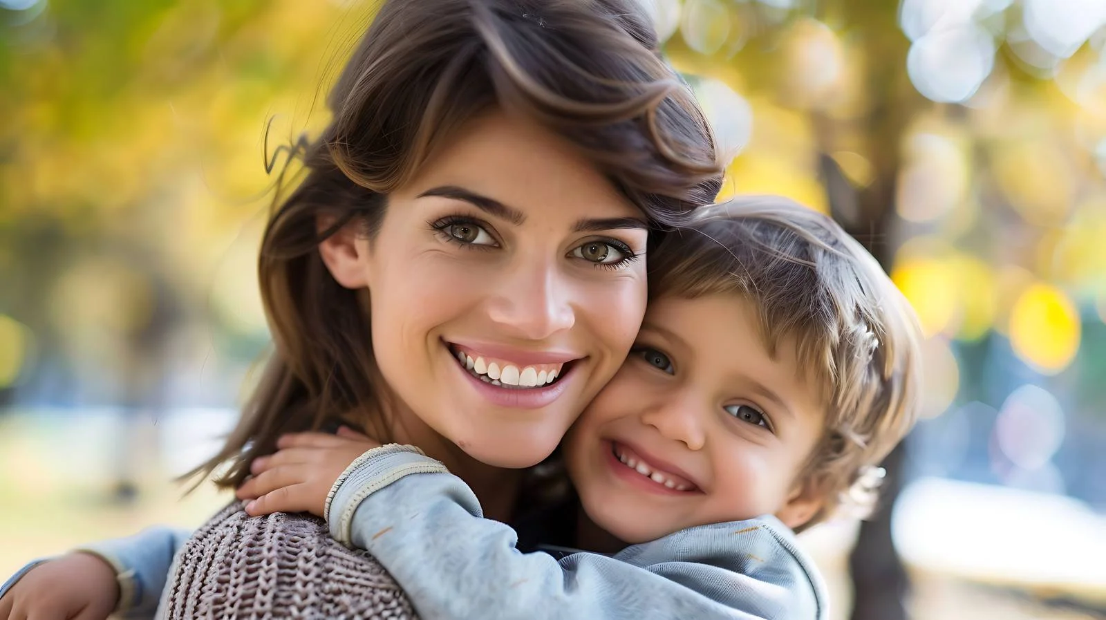 Joyful Mother Embracing Son Outdoors — free download from Dotvec