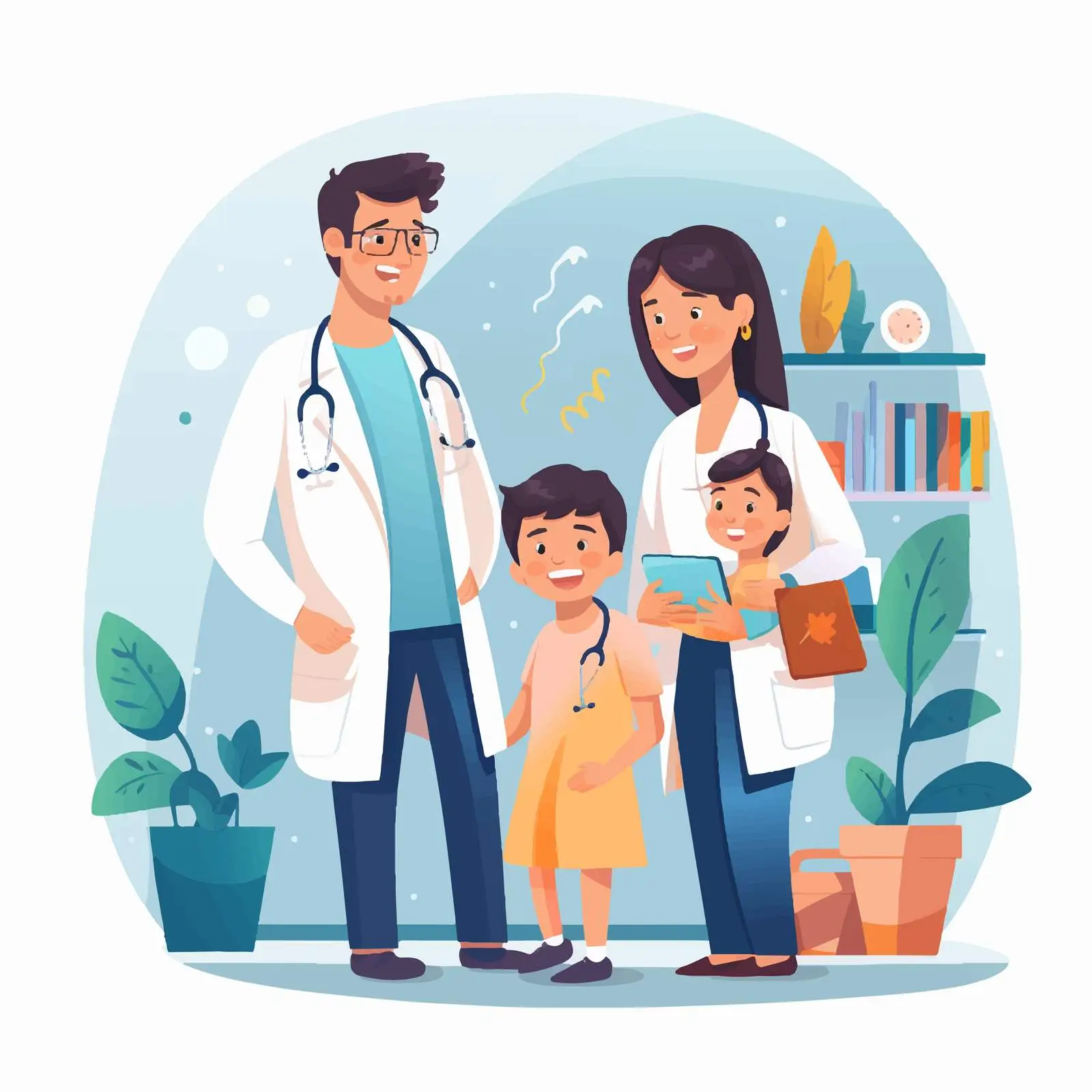 Happy Family Visiting Healthcare Professional – free family doctor image from Dotvec