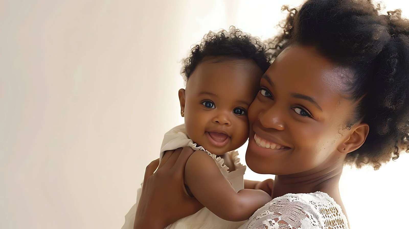 Joyful Mother with Baby on White Background — free download from Dotvec