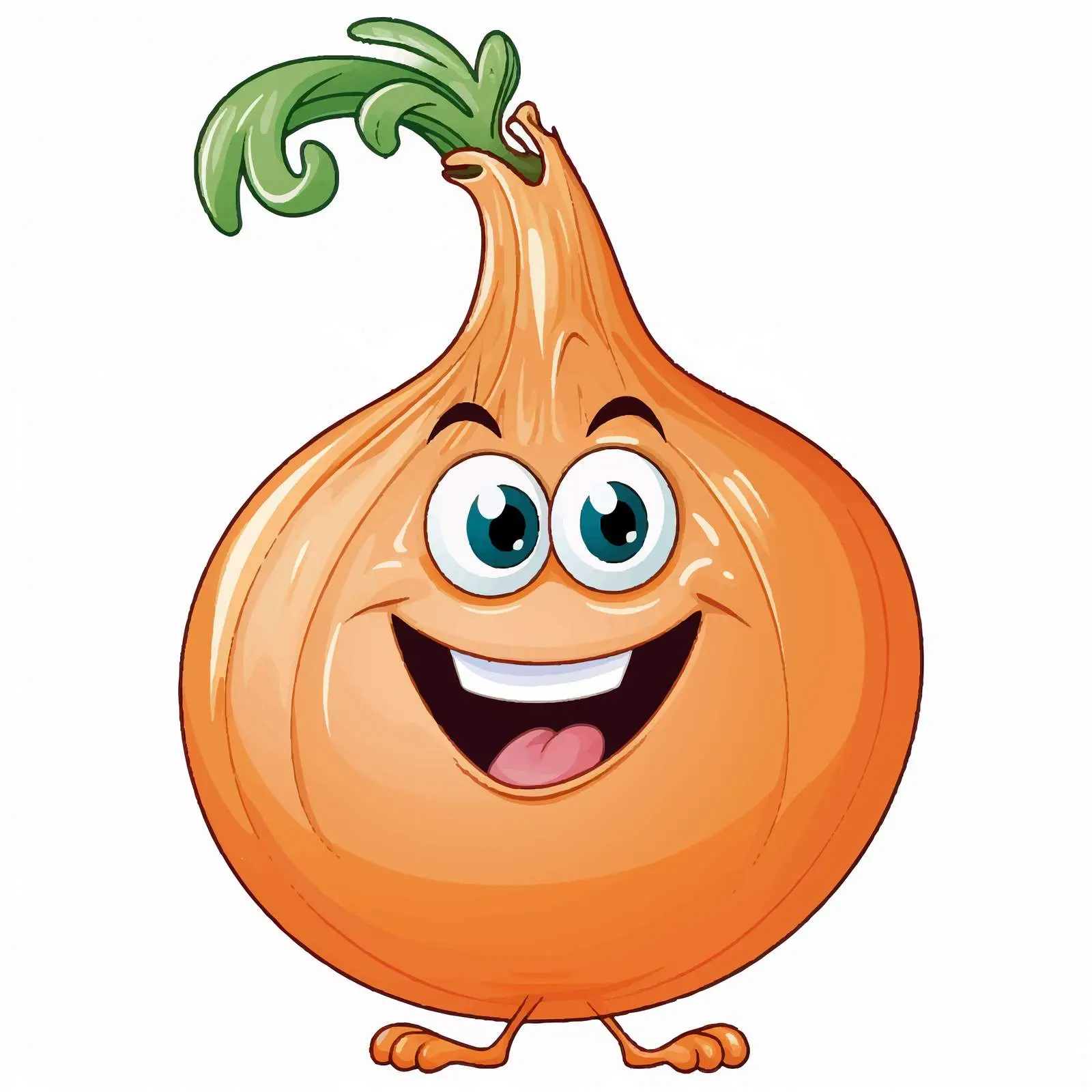 Cartoon Smiling Onion with Big Eyes and Mouth — free download from Dotvec