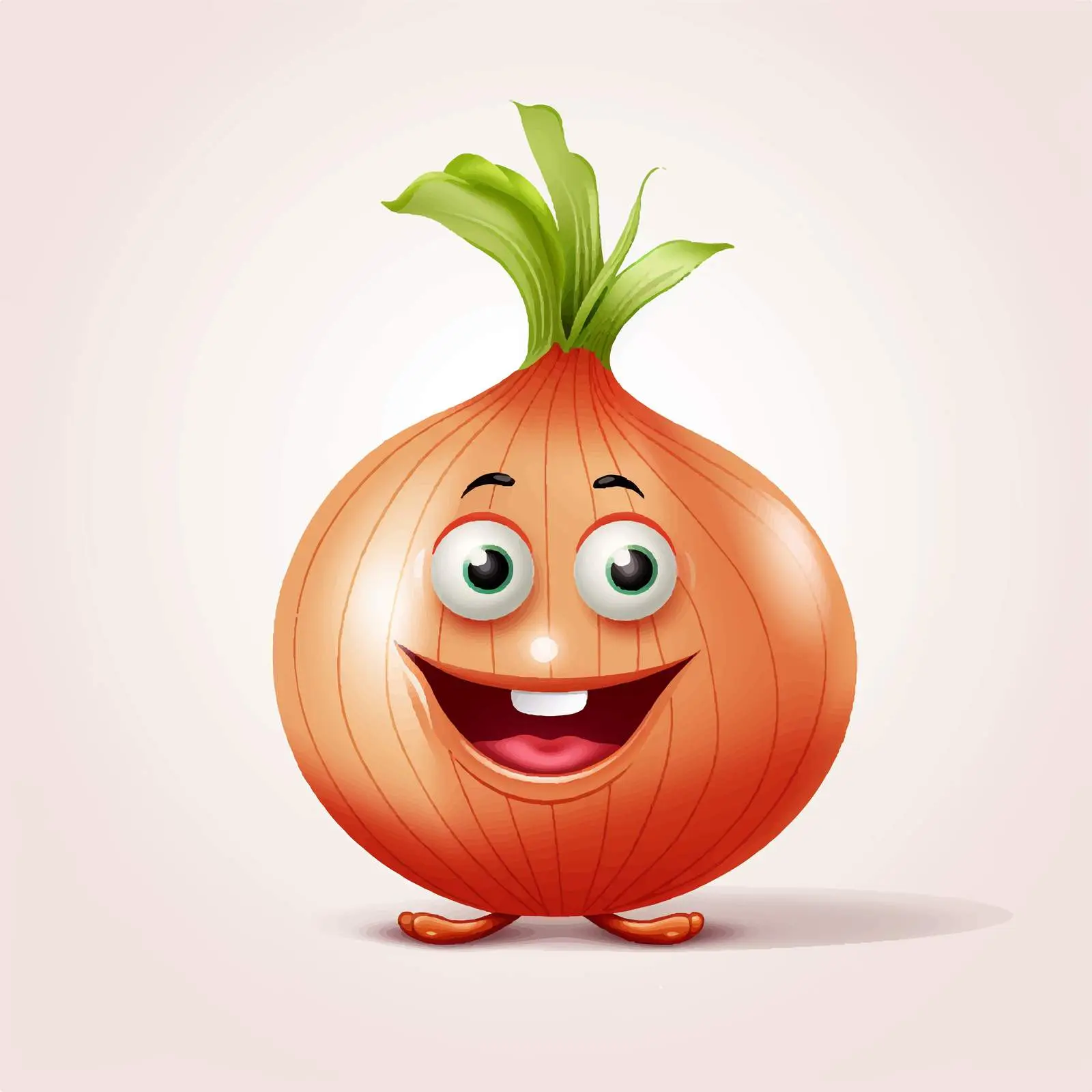 Cartoon Smiling Onion with Big Eyes and Mouth — free download from Dotvec