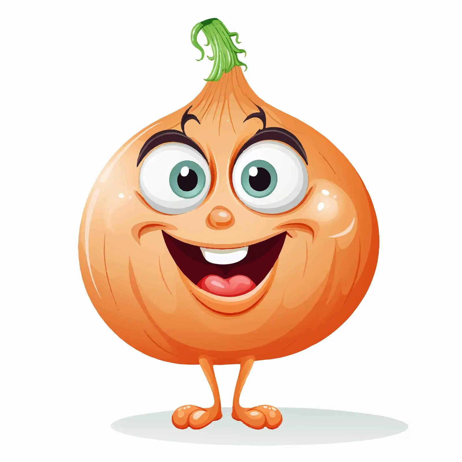 Cartoon Smiling Onion with Big Eyes and Mouth — free download from Dotvec