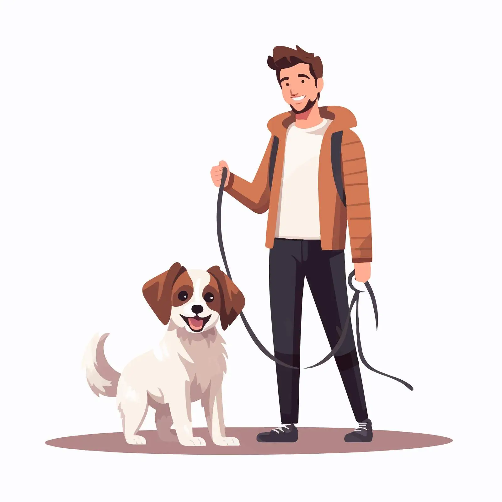 Happy Pet Owner with Shaggy Dog on Leash – free leash image from Dotvec
