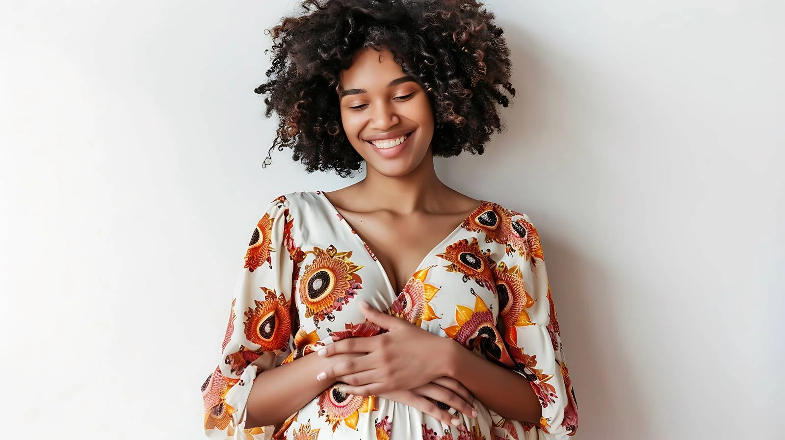 Expectant Mother Smiling Stomach Pose — free download from Dotvec