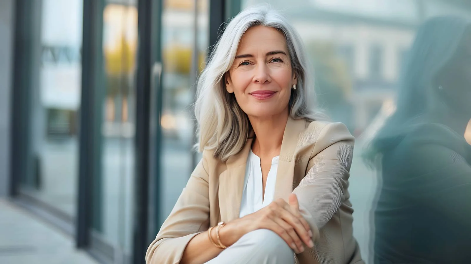 Senior Businesswoman Outdoors Smiling — free download from Dotvec