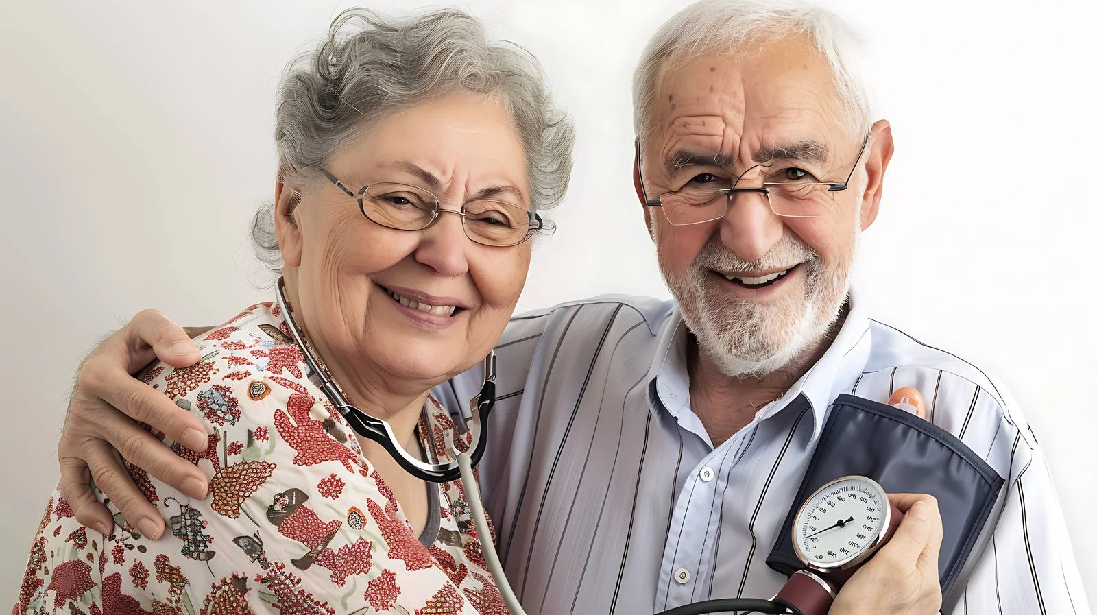 Elderly couple having blood pressure check — free download from Dotvec