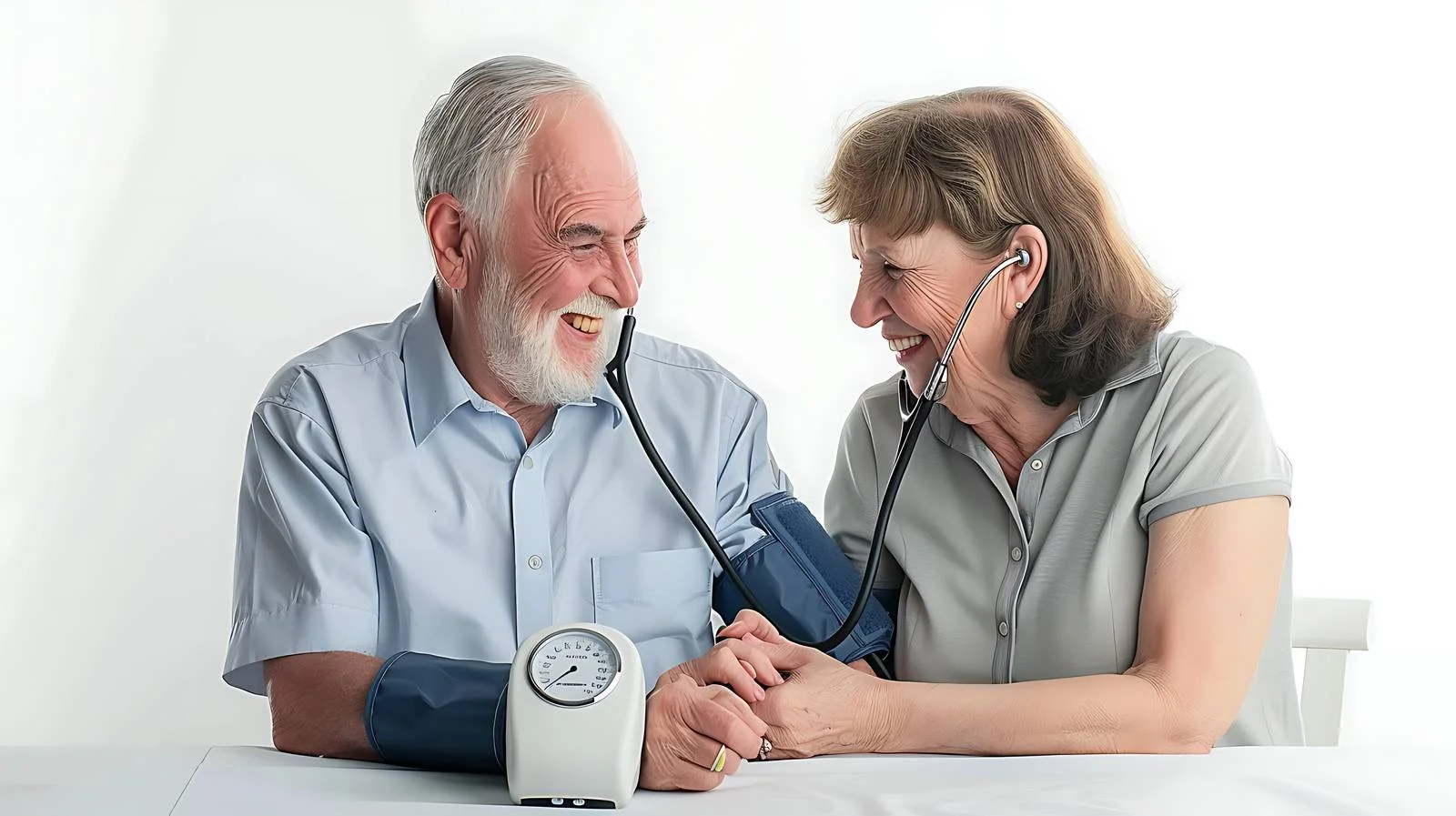 Elderly Couple Checking Blood Pressure Together — free download from Dotvec
