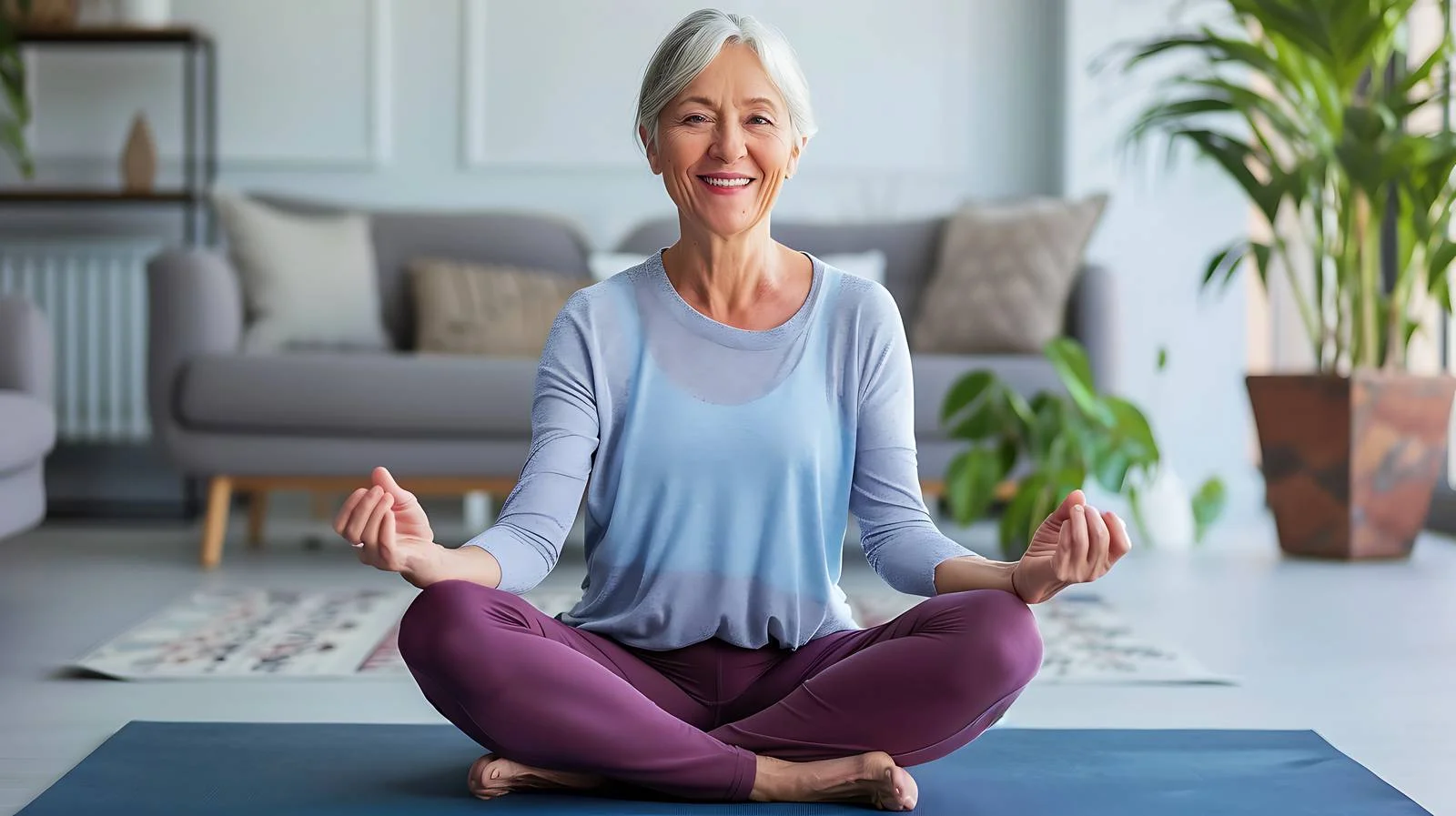 Senior Woman Exercising on Mat — free download from Dotvec