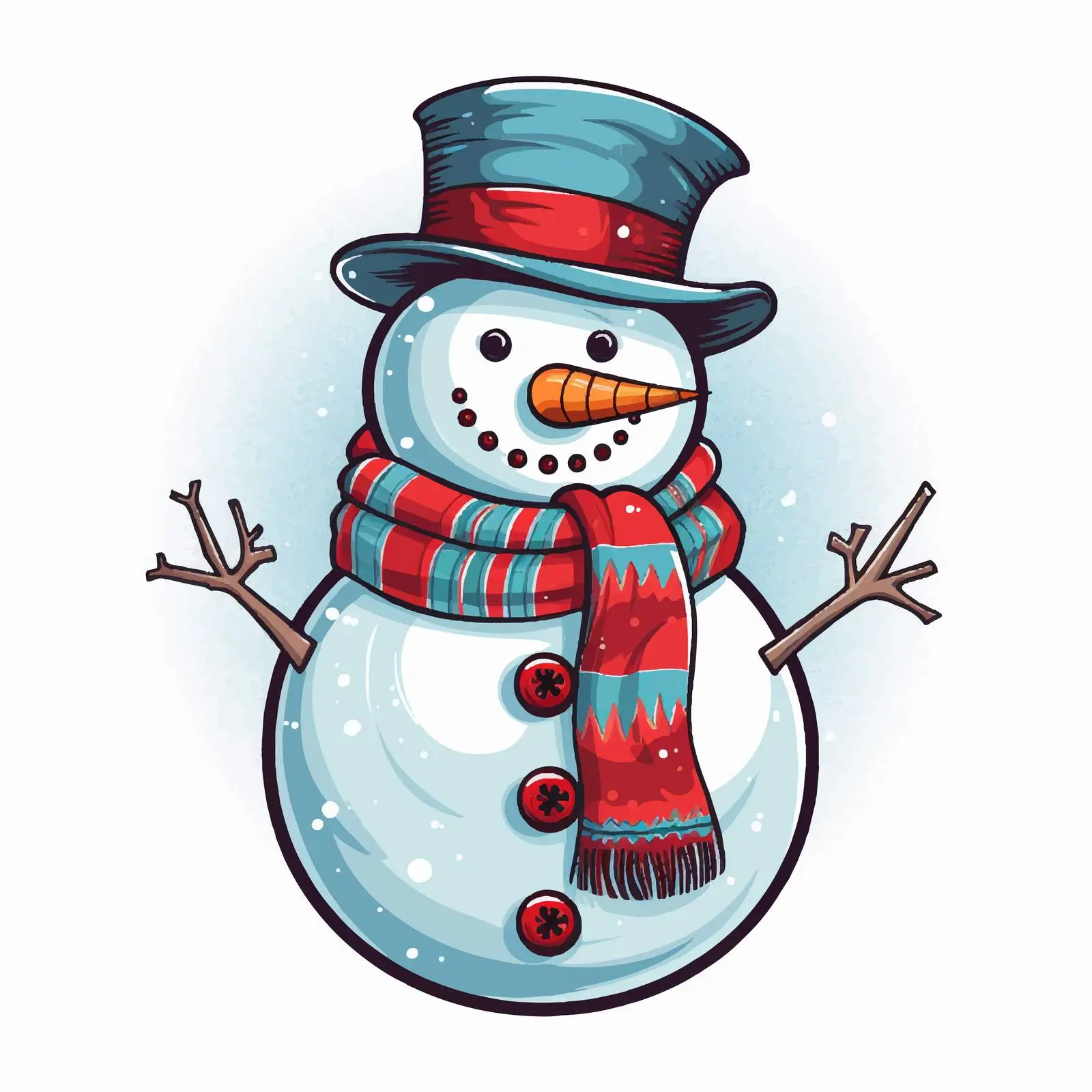 Cheerful Snowman Vector with Holiday Hat — free download from Dotvec
