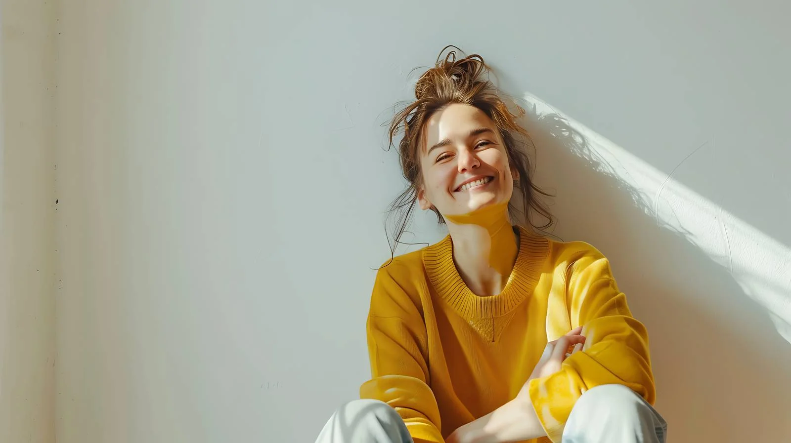 Woman Applying Adhesive Tape on Wall — free download from Dotvec