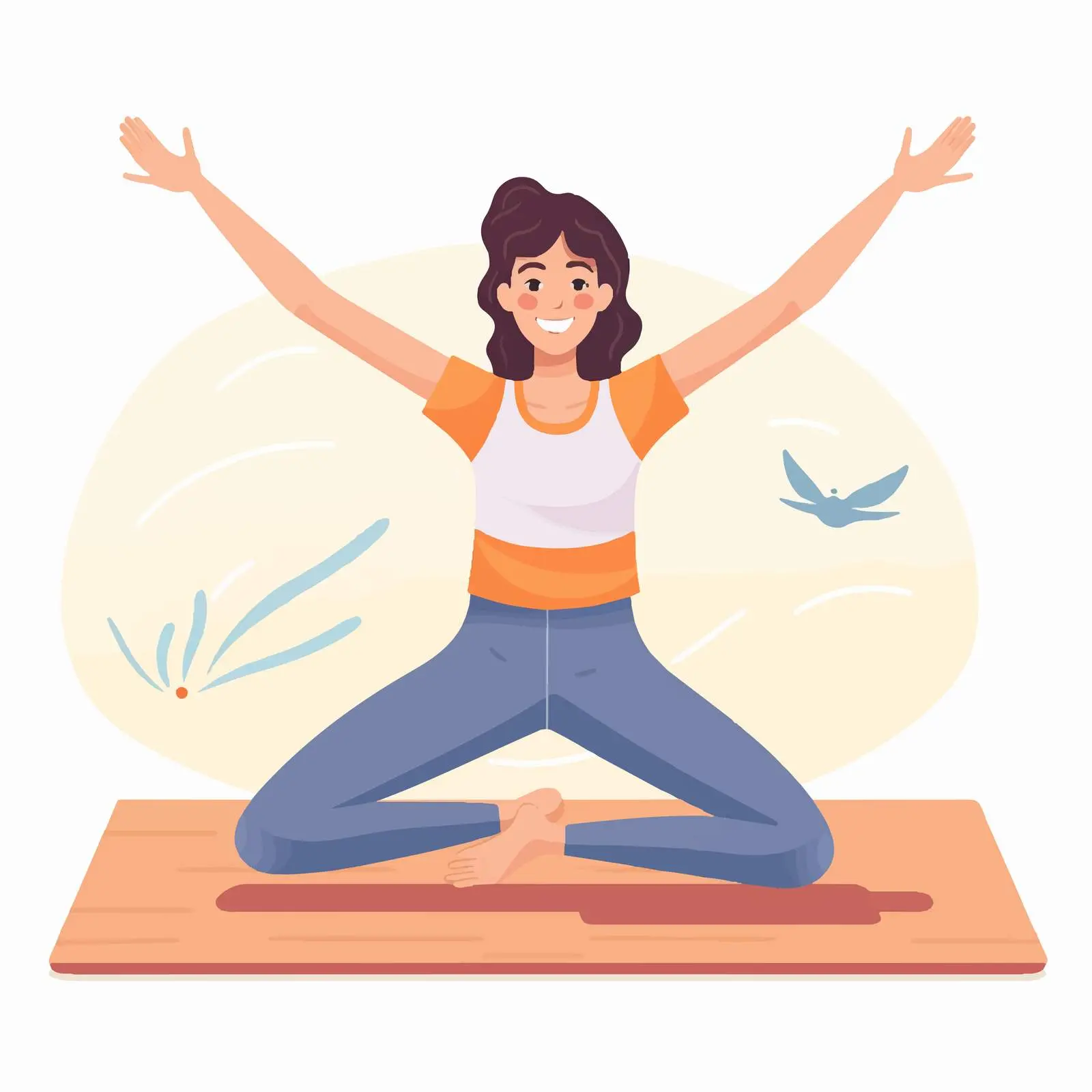 Smiling Woman Stretching on Mat Vector Illustration — free download from Dotvec