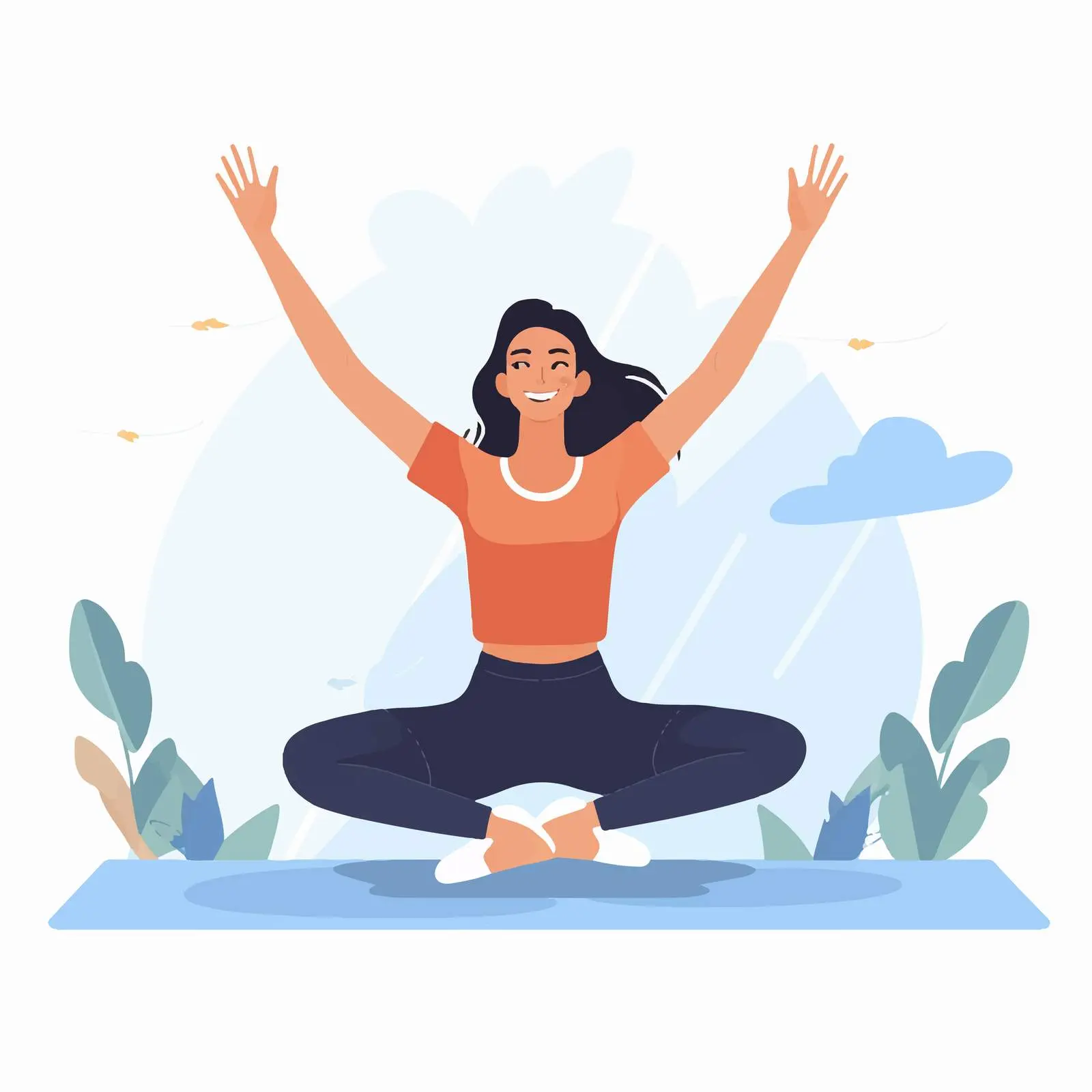 Smiling Woman Stretching on Mat Vector Illustration — free download from Dotvec