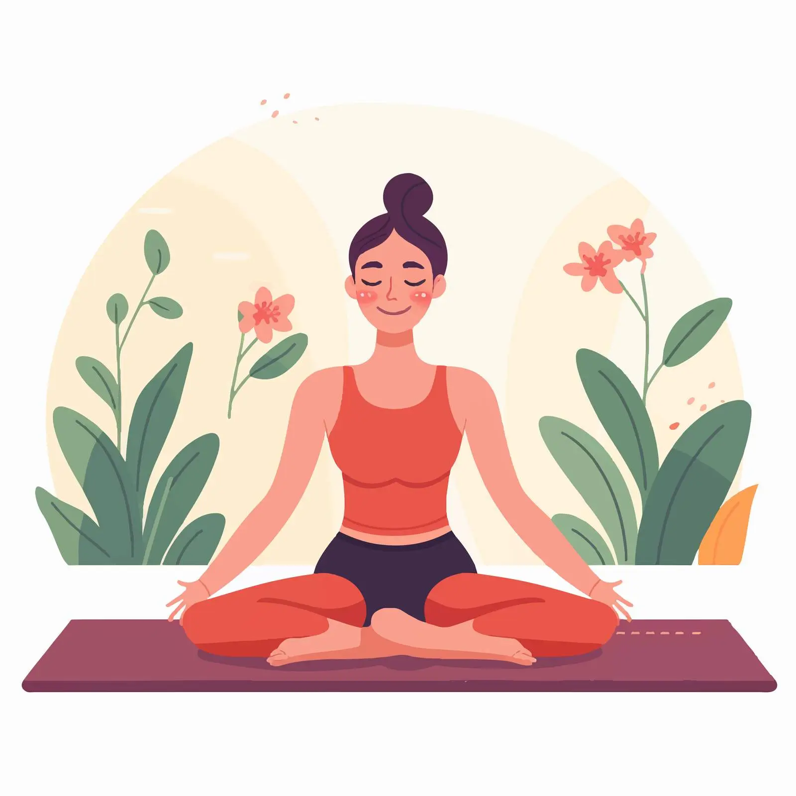 Smiling Woman Stretching on Mat Vector Illustration — free download from Dotvec