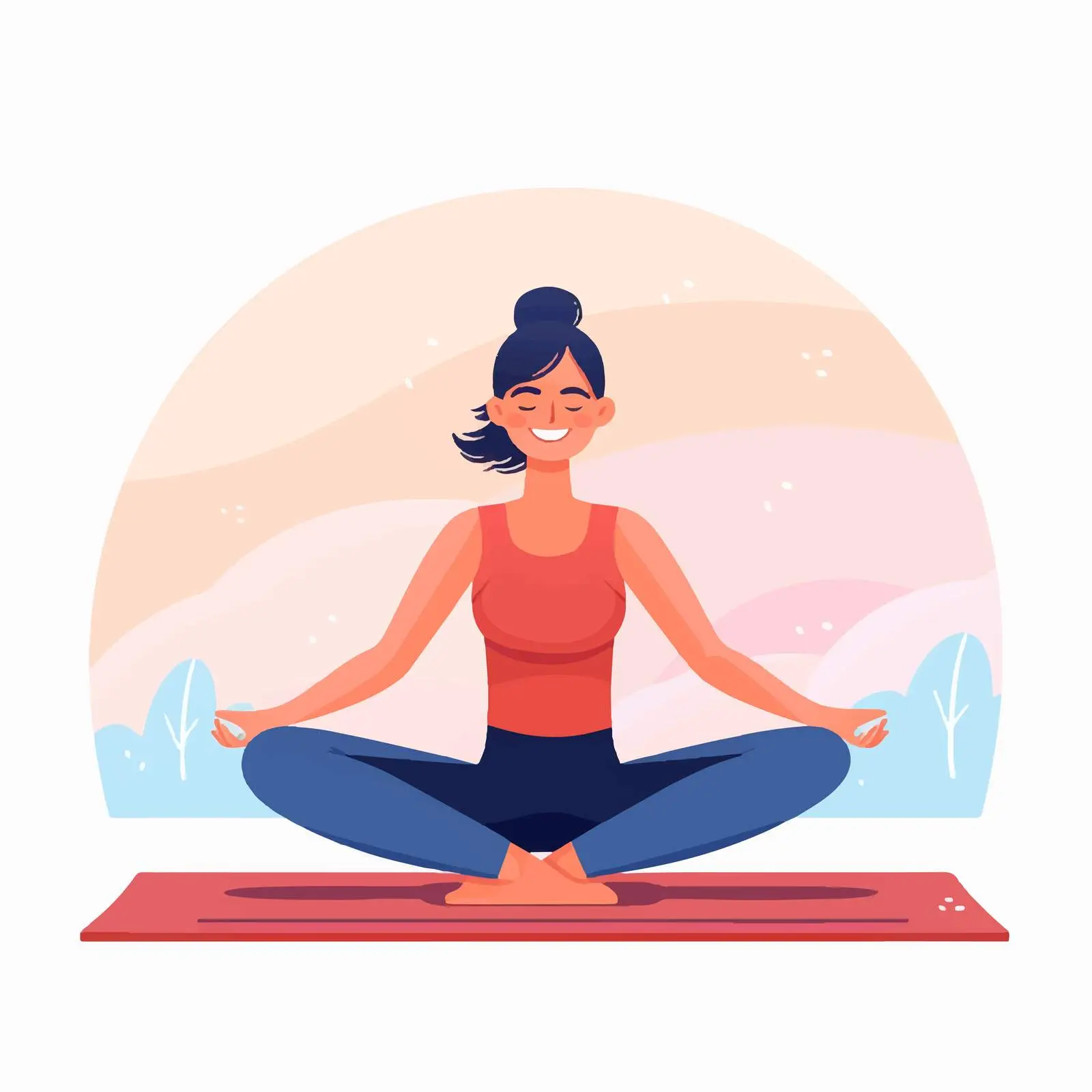 Smiling Woman Stretching on Exercise Mat Vector — free download from Dotvec
