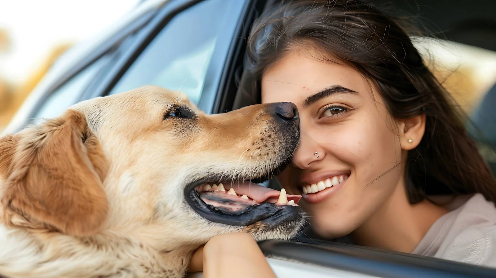 Joyful woman interacting with dog playfully — free download from Dotvec