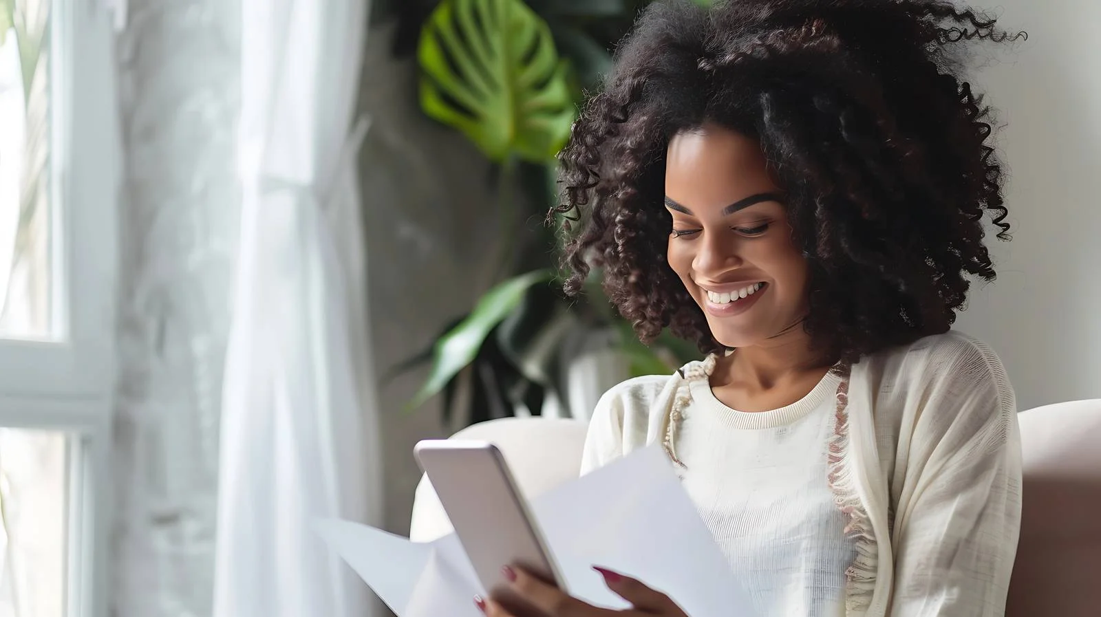 Happy Woman Multitasking — free download from Dotvec