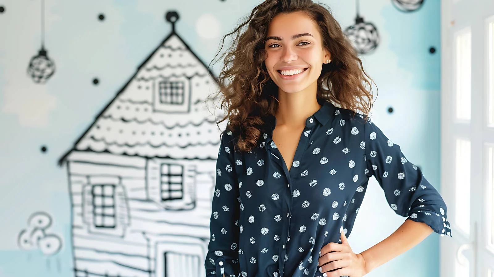 Confident Woman Posing by House — free download from Dotvec