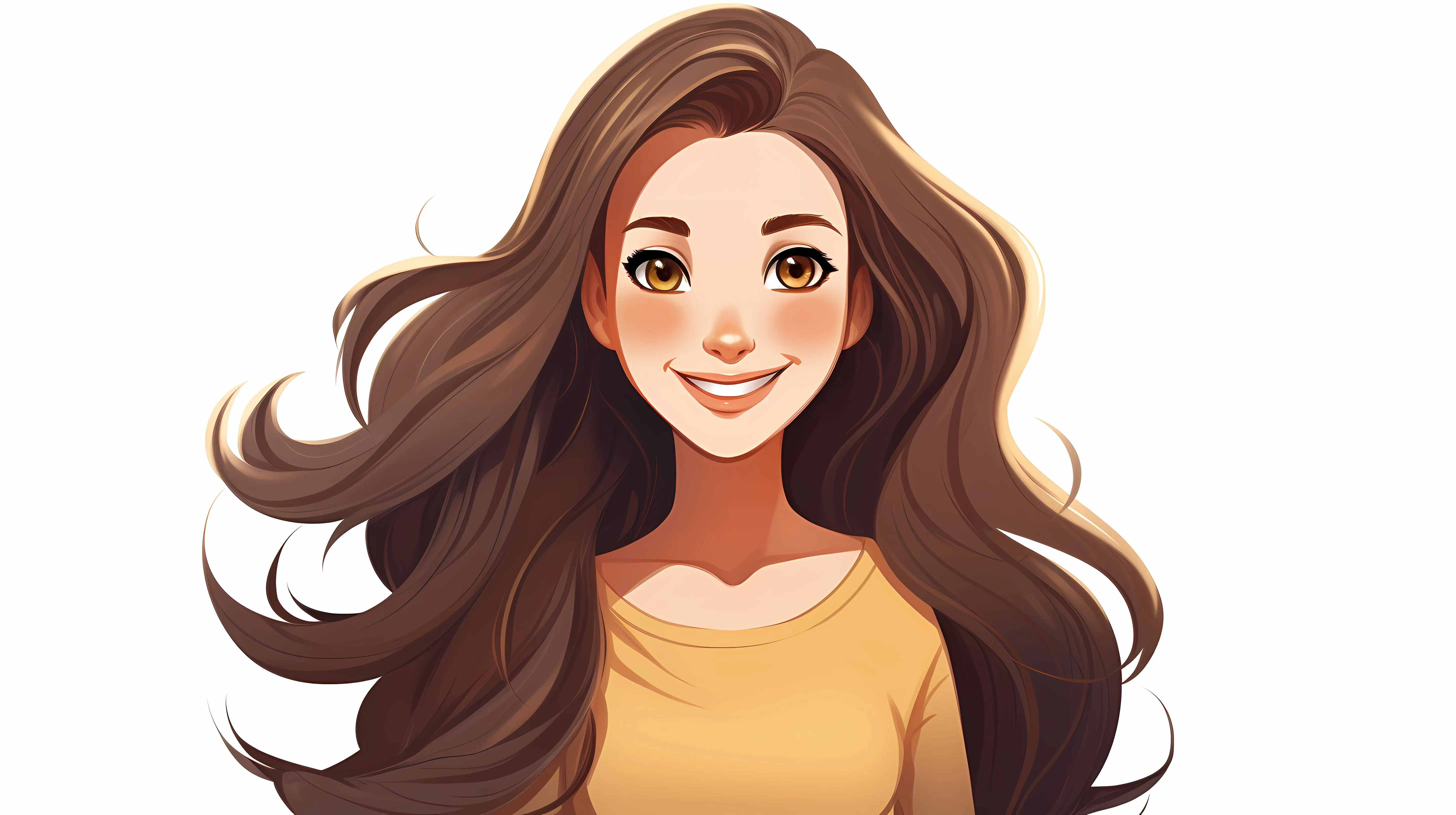 Smiling Woman with Long Hair Cartoon Vector — free download from Dotvec