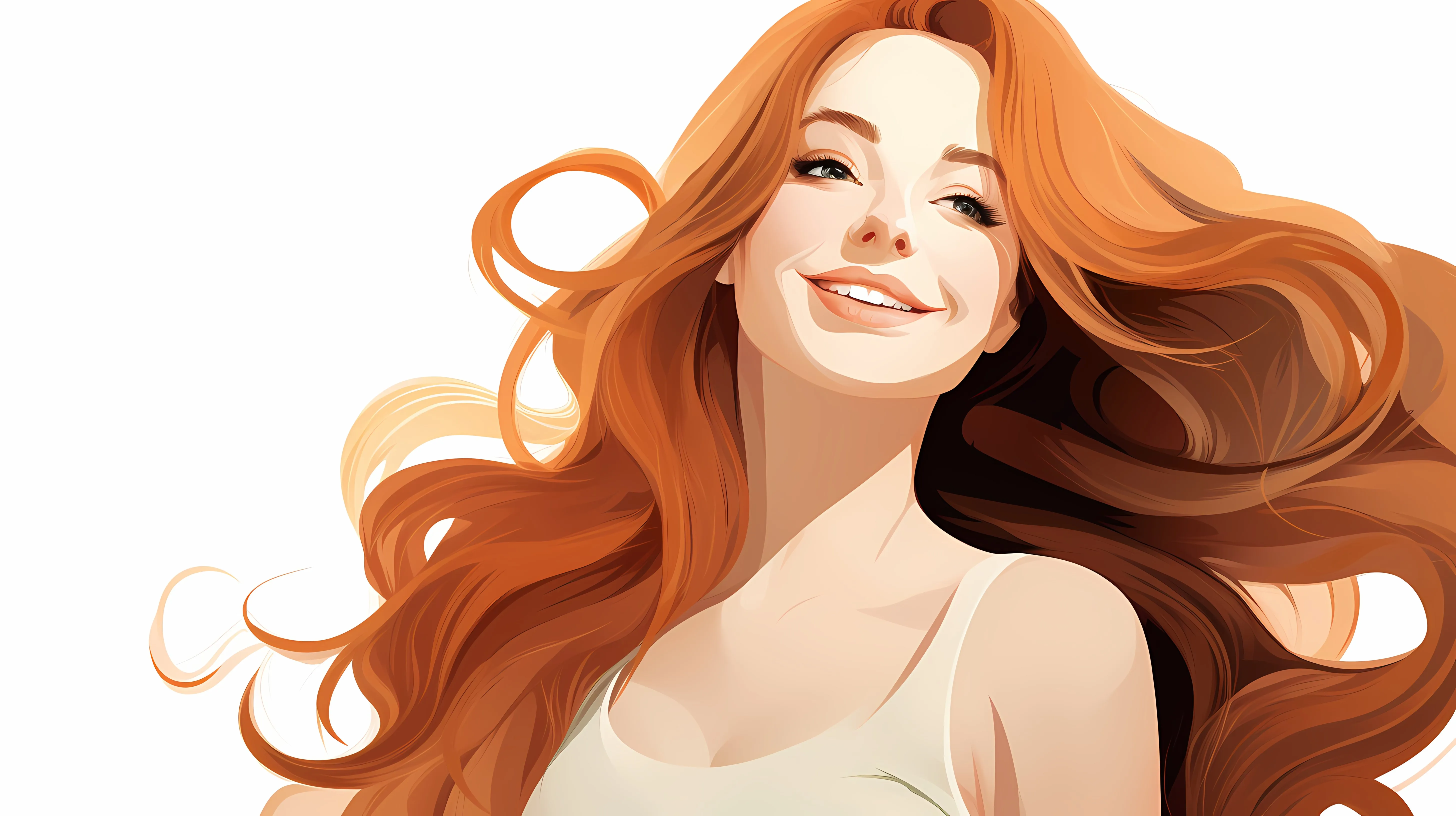 Smiling Woman with Long Hair Cartoon Illustration — free download from Dotvec