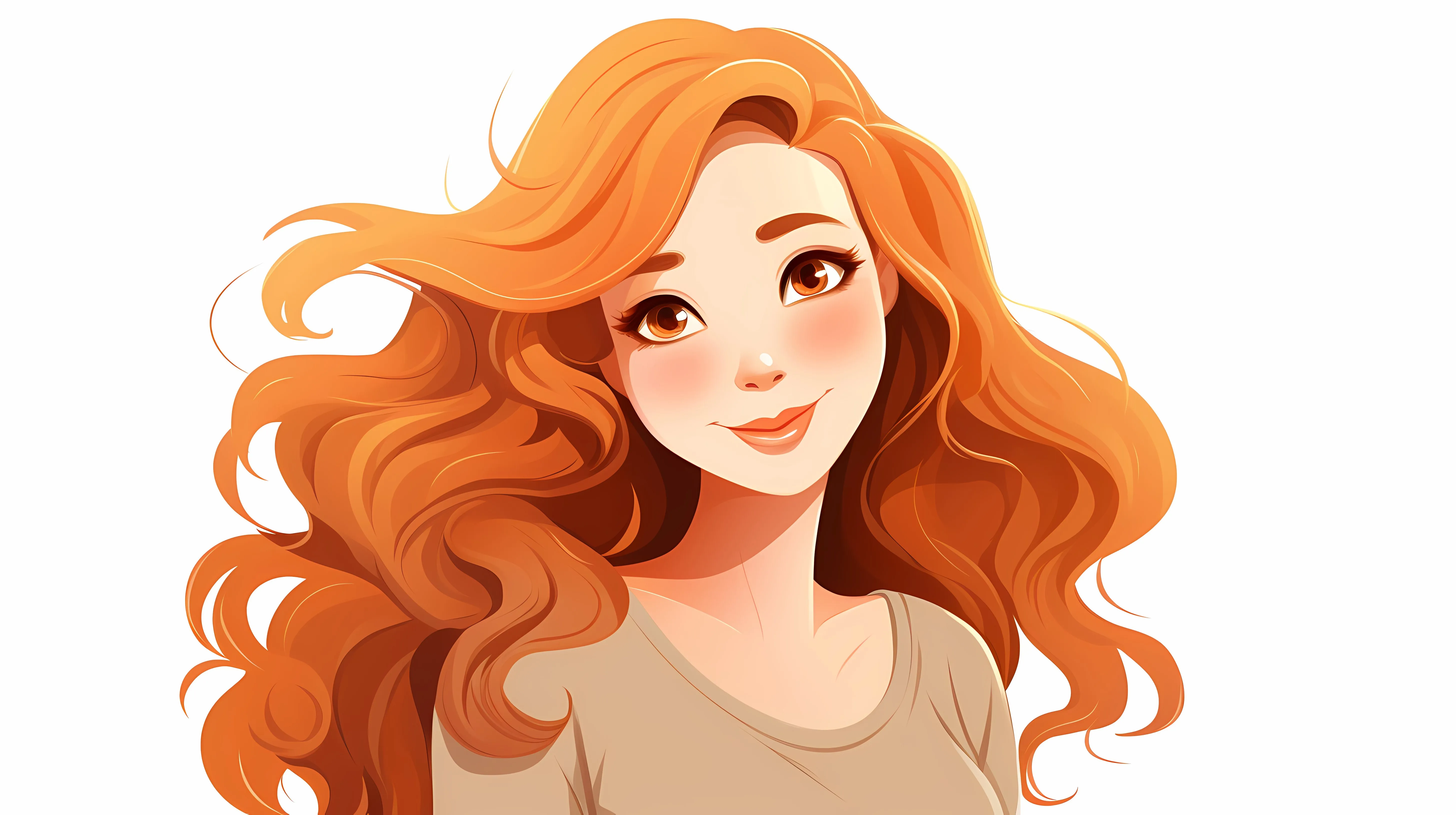 Smiling Woman with Long Hair Cartoon Illustration — free download from Dotvec