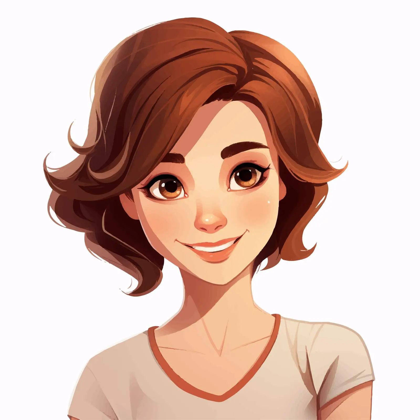 Smiling Woman with Short Brown Hair Vector — free download from Dotvec