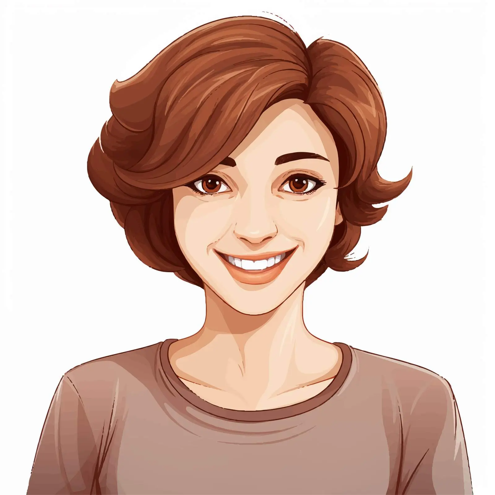 Smiling Woman with Short Brown Hair Vector — free download from Dotvec