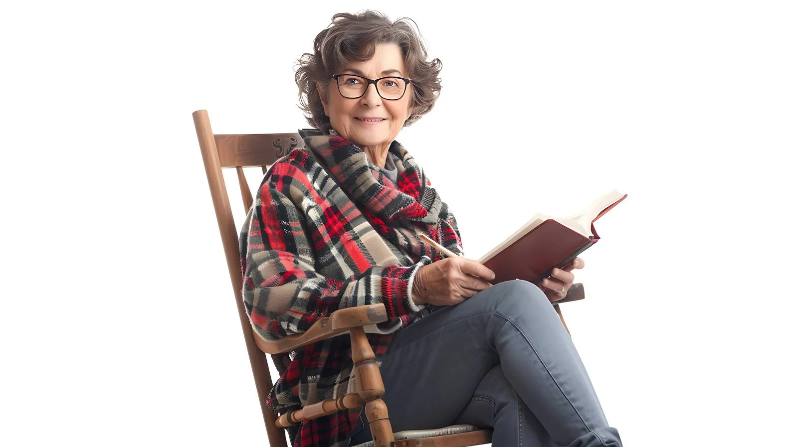 Serene Woman Writing Outdoors on Rocking Chair — free download from Dotvec