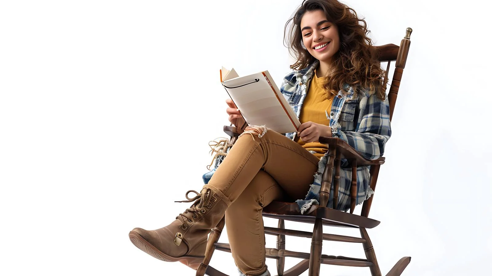 Serene Writing Woman on Rocking Chair — free download from Dotvec