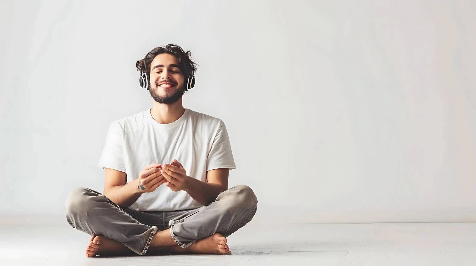 Young Man Enjoying Music on Floor — free download from Dotvec