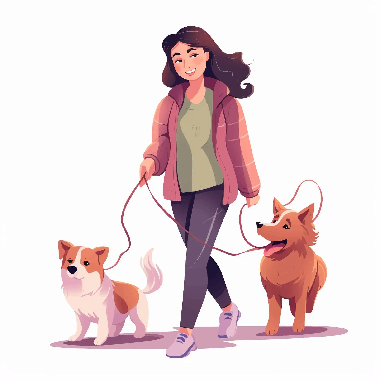 Casual Woman Walking a Dog in Nature — free download from Dotvec